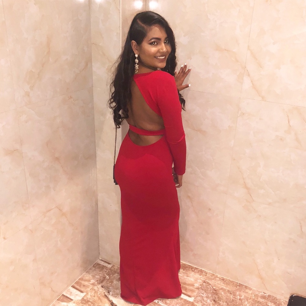 RED LONG WINDSOR DRESS WORN ONCE